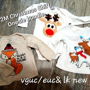x3 Christmas Top/onesie 12m vguc/euc